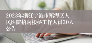 2023年浙江宁波市镇海区人民医院招聘楼秘工作人员20人公告