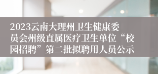 2023云南大理州卫生健康委员会州级直属医疗卫生单位“校园招聘”第二批拟聘用人员公示