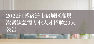 2022江苏宿迁市宿城区高层次紧缺急需专业人才招聘20人公告