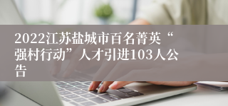 2022江苏盐城市百名菁英“强村行动”人才引进103人公告