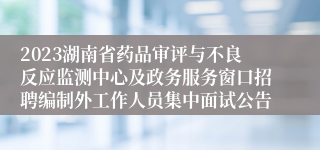 2023湖南省药品审评与不良反应监测中心及政务服务窗口招聘编制外工作人员集中面试公告