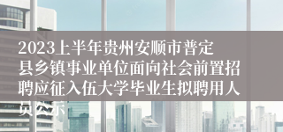 2023上半年贵州安顺市普定县乡镇事业单位面向社会前置招聘应征入伍大学毕业生拟聘用人员公示