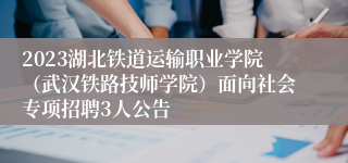 2023湖北铁道运输职业学院（武汉铁路技师学院）面向社会专项招聘3人公告