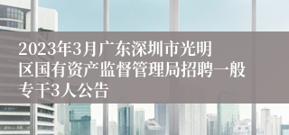 2023年3月广东深圳市光明区国有资产监督管理局招聘一般专干3人公告