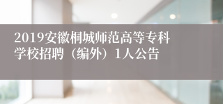 2019安徽桐城师范高等专科学校招聘（编外）1人公告