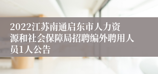 2022江苏南通启东市人力资源和社会保障局招聘编外聘用人员1人公告