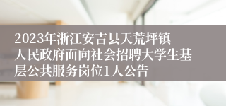 2023年浙江安吉县天荒坪镇人民政府面向社会招聘大学生基层公共服务岗位1人公告