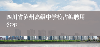 四川省泸州高级中学校占编聘用公示