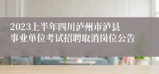 2023上半年四川泸州市泸县事业单位考试招聘取消岗位公告