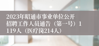 2023年昭通市事业单位公开招聘工作人员通告（第一号）1119人（医疗岗214人）