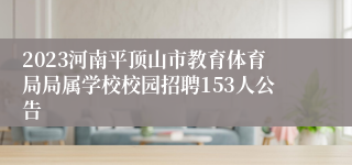 2023河南平顶山市教育体育局局属学校校园招聘153人公告