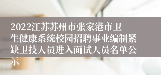 2022江苏苏州市张家港市卫生健康系统校园招聘事业编制紧缺卫技人员进入面试人员名单公示