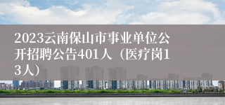 2023云南保山市事业单位公开招聘公告401人（医疗岗13人）