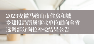 2023安徽马鞍山市住房和城乡建设局所属事业单位面向全省选调部分岗位补检结果公告