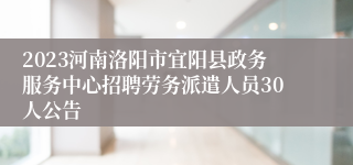 2023河南洛阳市宜阳县政务服务中心招聘劳务派遣人员30人公告