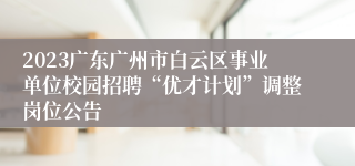 2023广东广州市白云区事业单位校园招聘“优才计划”调整岗位公告