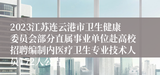 2023江苏连云港市卫生健康委员会部分直属事业单位赴高校招聘编制内医疗卫生专业技术人员172人公告