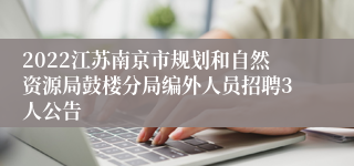 2022江苏南京市规划和自然资源局鼓楼分局编外人员招聘3人公告