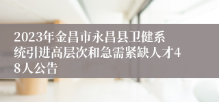 2023年金昌市永昌县卫健系统引进高层次和急需紧缺人才48人公告