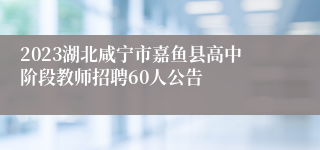 2023湖北咸宁市嘉鱼县高中阶段教师招聘60人公告