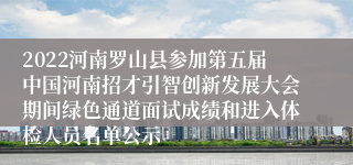 2022河南罗山县参加第五届中国河南招才引智创新发展大会期间绿色通道面试成绩和进入体检人员名单公示