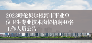 2023呼伦贝尔根河市事业单位卫生专业技术岗位招聘40名工作人员公告