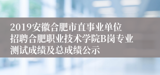 2019安徽合肥市直事业单位招聘合肥职业技术学院B岗专业测试成绩及总成绩公示