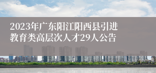 2023年广东阳江阳西县引进教育类高层次人才29人公告