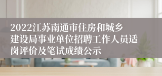 2022江苏南通市住房和城乡建设局事业单位招聘工作人员适岗评价及笔试成绩公示