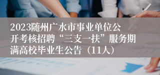 2023随州广水市事业单位公开考核招聘“三支一扶”服务期满高校毕业生公告（11人）