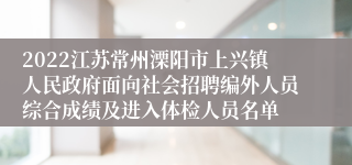 2022江苏常州溧阳市上兴镇人民政府面向社会招聘编外人员综合成绩及进入体检人员名单