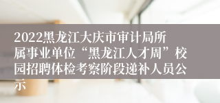 2022黑龙江大庆市审计局所属事业单位“黑龙江人才周”校园招聘体检考察阶段递补人员公示