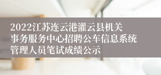 2022江苏连云港灌云县机关事务服务中心招聘公车信息系统管理人员笔试成绩公示