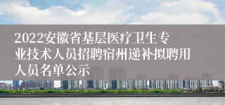 2022安徽省基层医疗卫生专业技术人员招聘宿州递补拟聘用人员名单公示