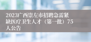 2023广西崇左市招聘急需紧缺医疗卫生人才（第一批）75人公告