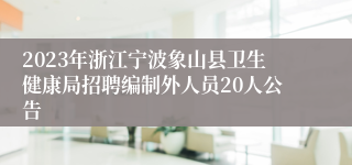 2023年浙江宁波象山县卫生健康局招聘编制外人员20人公告