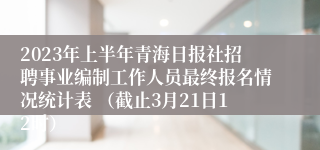 2023年上半年青海日报社招聘事业编制工作人员最终报名情况统计表 （截止3月21日12时）