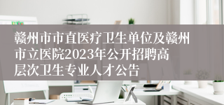 赣州市市直医疗卫生单位及赣州市立医院2023年公开招聘高层次卫生专业人才公告