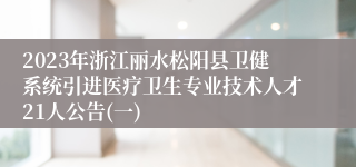 2023年浙江丽水松阳县卫健系统引进医疗卫生专业技术人才21人公告(一)