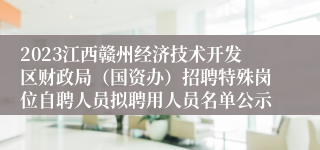 2023江西赣州经济技术开发区财政局（国资办）招聘特殊岗位自聘人员拟聘用人员名单公示