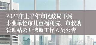 2023年上半年市民政局下属事业单位市儿童福利院、市救助管理站公开选调工作人员公告