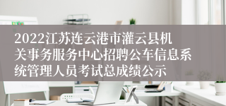 2022江苏连云港市灌云县机关事务服务中心招聘公车信息系统管理人员考试总成绩公示