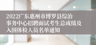 2022广东惠州市博罗县综治事务中心招聘面试考生总成绩及入围体检人员名单通知