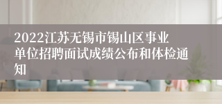 2022江苏无锡市锡山区事业单位招聘面试成绩公布和体检通知