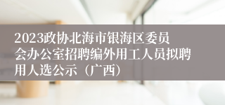 2023政协北海市银海区委员会办公室招聘编外用工人员拟聘用人选公示（广西）