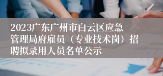 2023广东广州市白云区应急管理局府雇员（专业技术岗）招聘拟录用人员名单公示