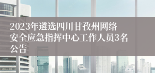 2023年遴选四川甘孜州网络安全应急指挥中心工作人员3名公告