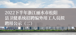 2022下半年浙江丽水市松阳县卫健系统招聘编外用工人员拟聘用公示（二）