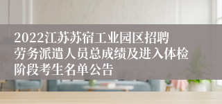 2022江苏苏宿工业园区招聘劳务派遣人员总成绩及进入体检阶段考生名单公告