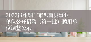 2022贵州铜仁市思南县事业单位公开招聘（第一批）聘用单位调整公示